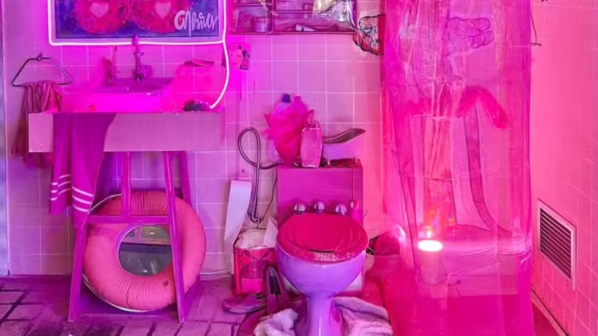 Imagem da exposição confundida pela criança com um banheiro verdadeiro.