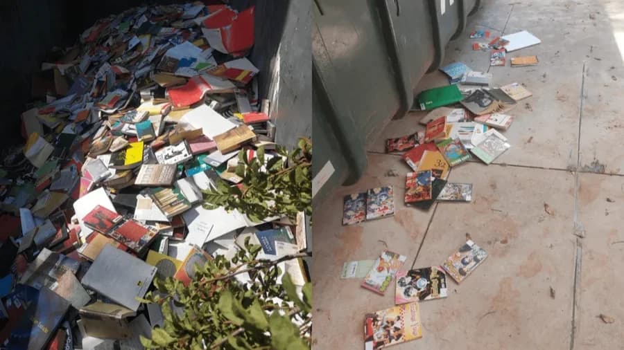 Livros jogados no lixo pela prefeitura de guarulhos