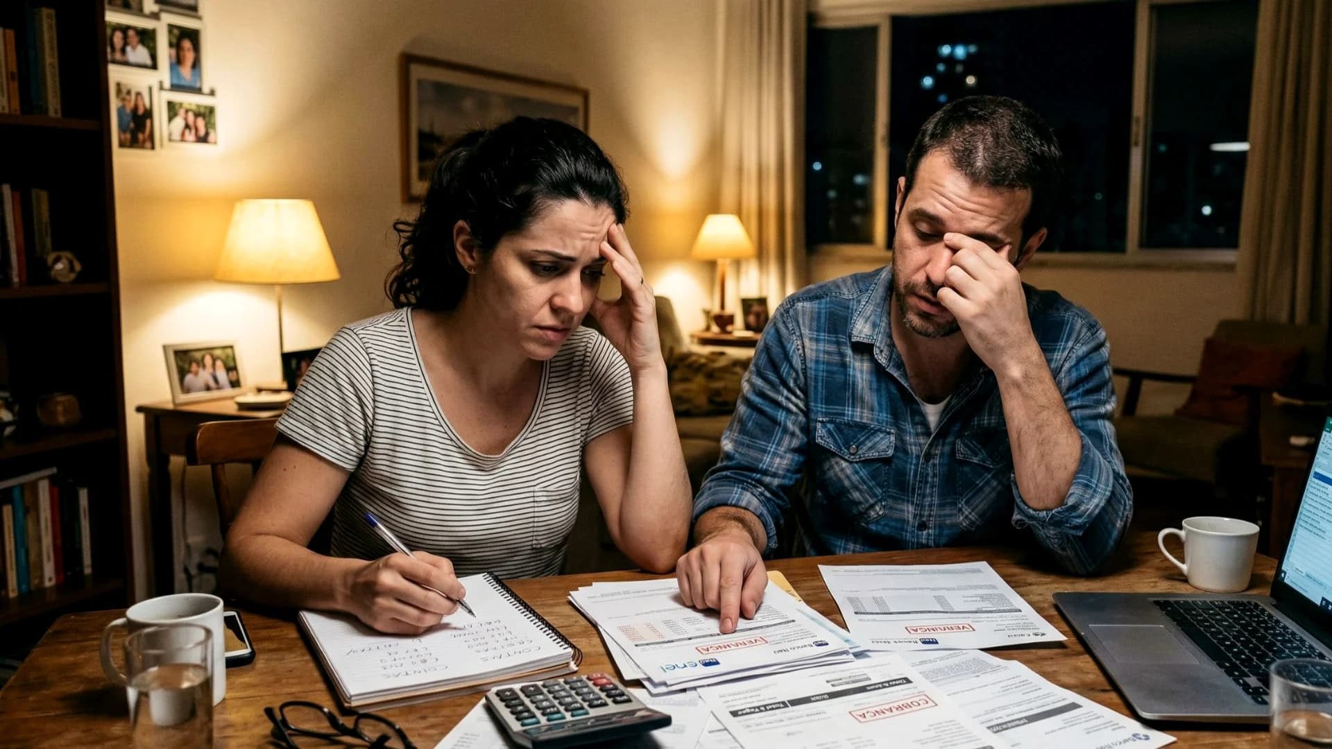 Casal fazendo contas 