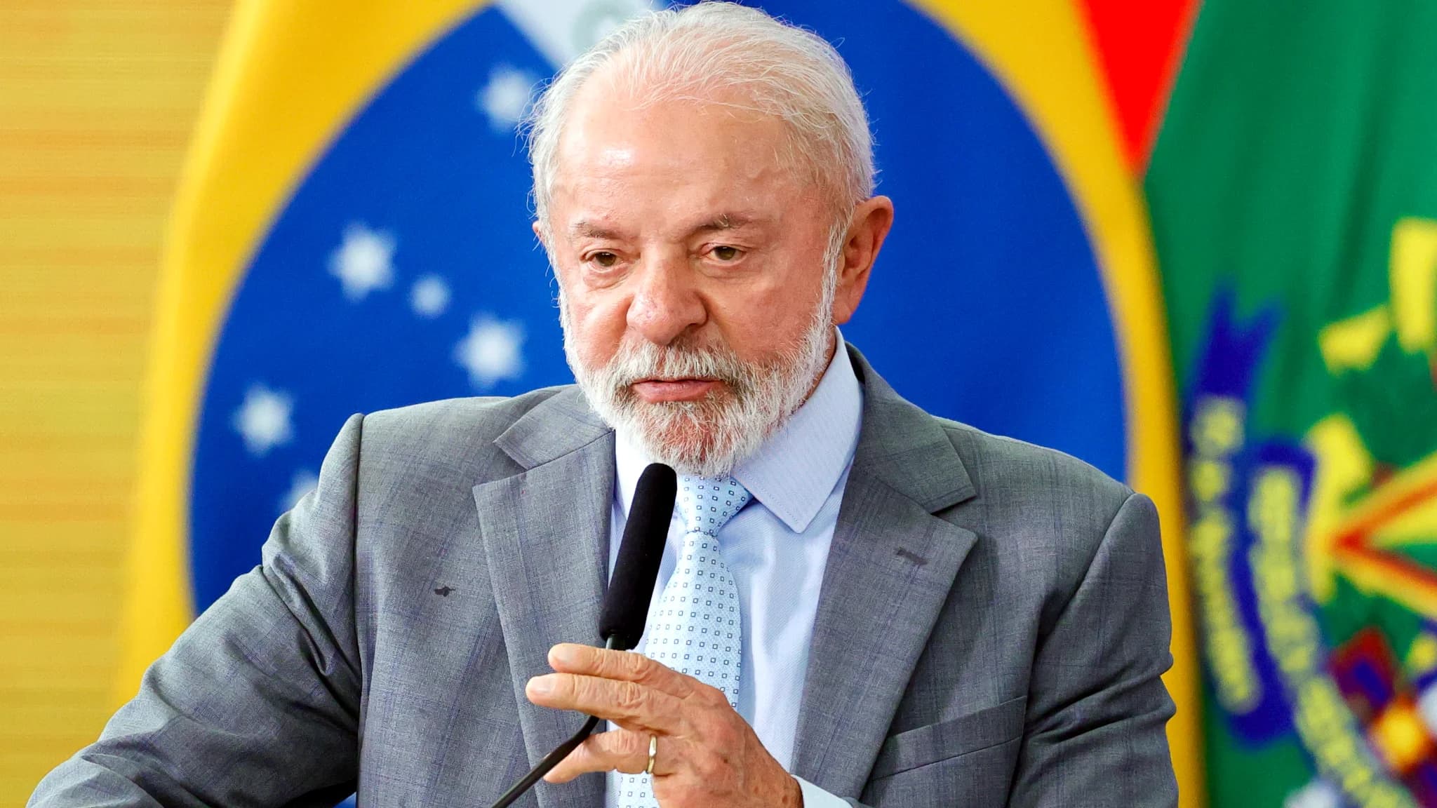 O presidente da República, Luiz Inácio Lula da Silva, durante cerimônia de posse do novo ministro da Secretaria de Relações Institucionais, José Guimarães.