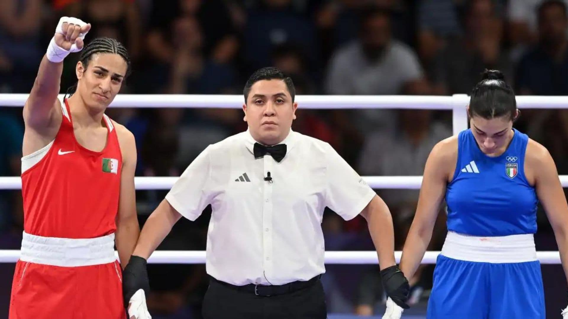 A pugilista arleina Imane Khelif e a italiana Angela Carini