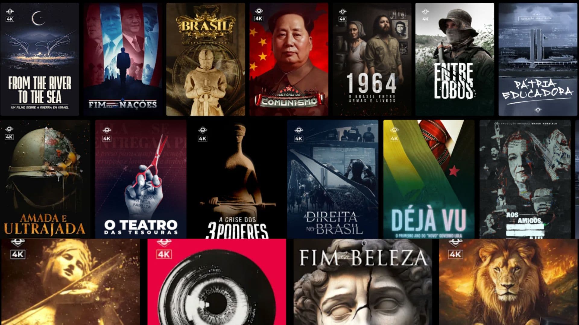 Os documentários da Brasil Paralelo estão entre os mais assistidos do Brasil.