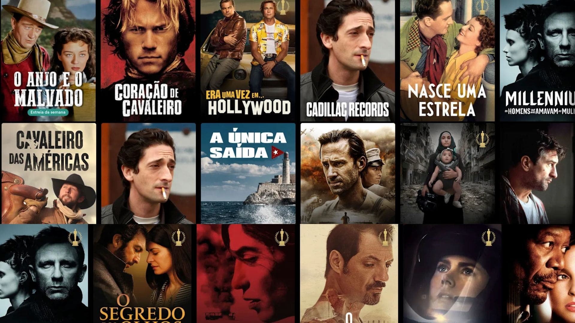 Capa de alguns dos filmes disponíveis no streaming da Brasil Paralelo.