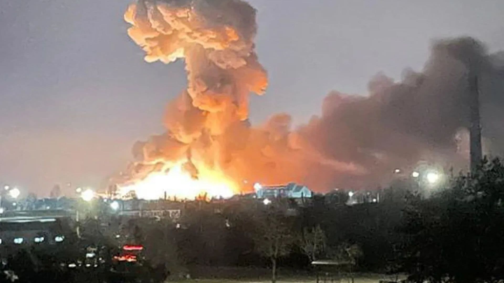 Explosão durante o ataque na Ucrânia