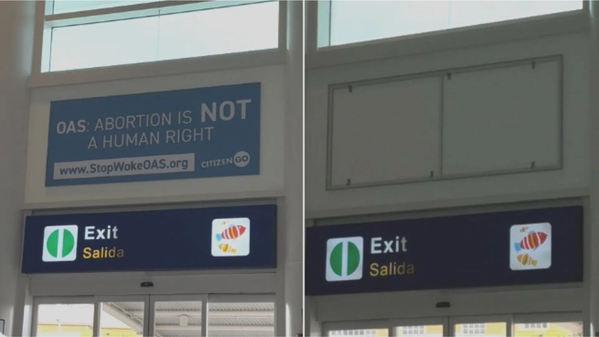 Outdoor com mensagem pró-vida removido