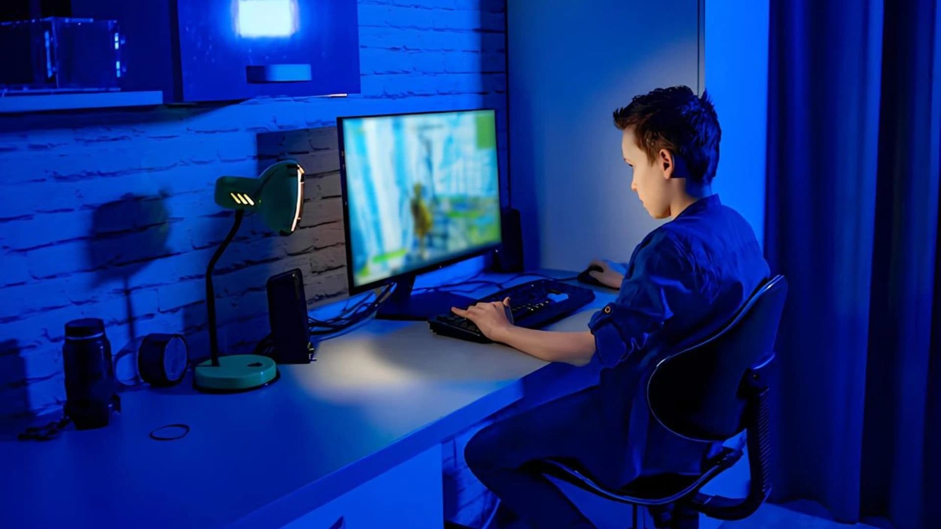 Adolescente usando o computador