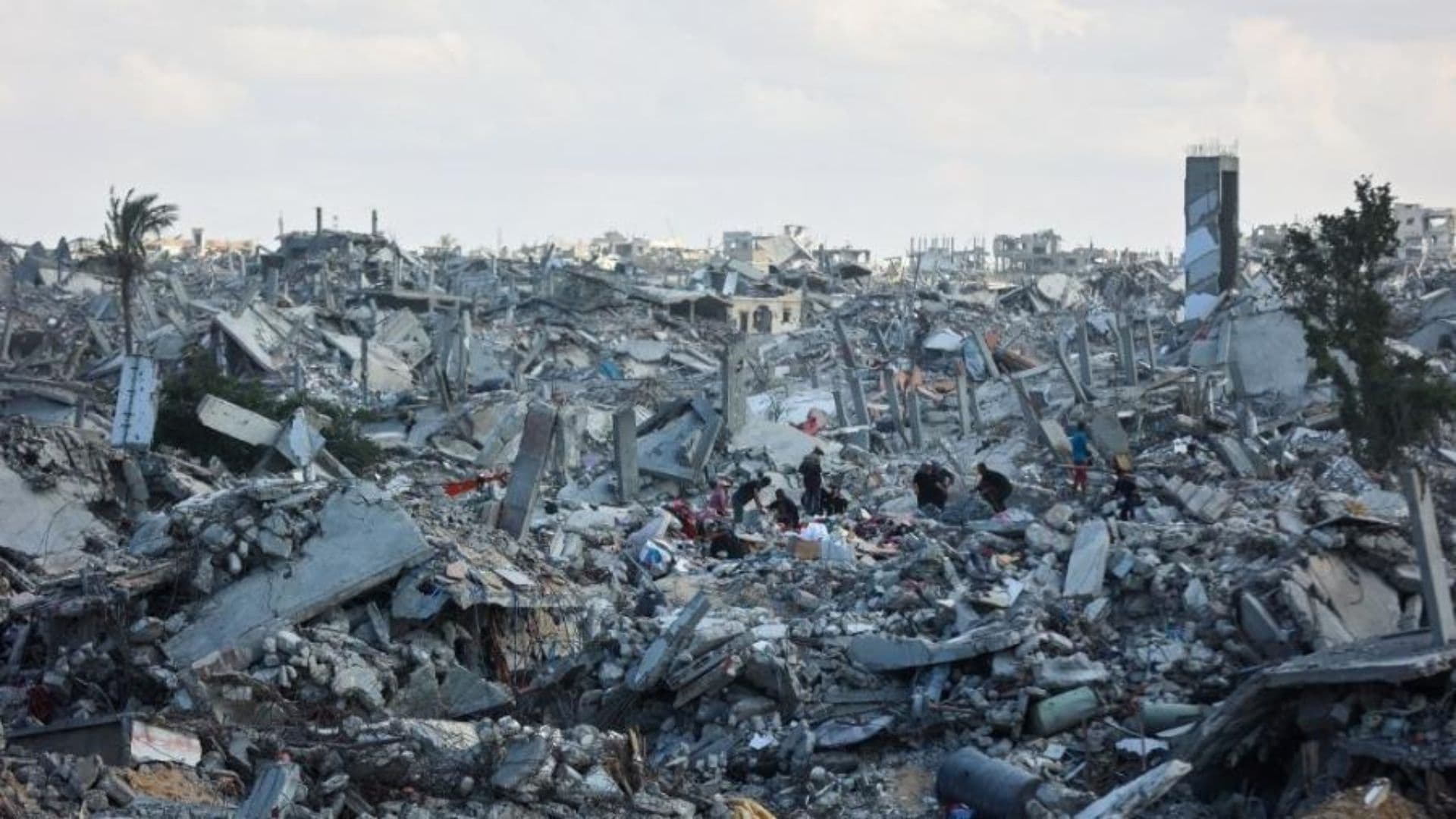 Destroços e escombros em gaza